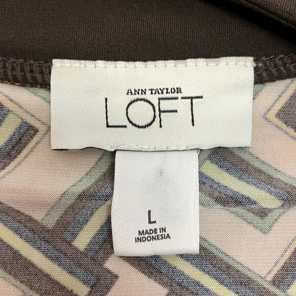 Ann Taylor LOFT Womens Geometric Empire Waist Blouse Top Size L - Picture 3 of 4